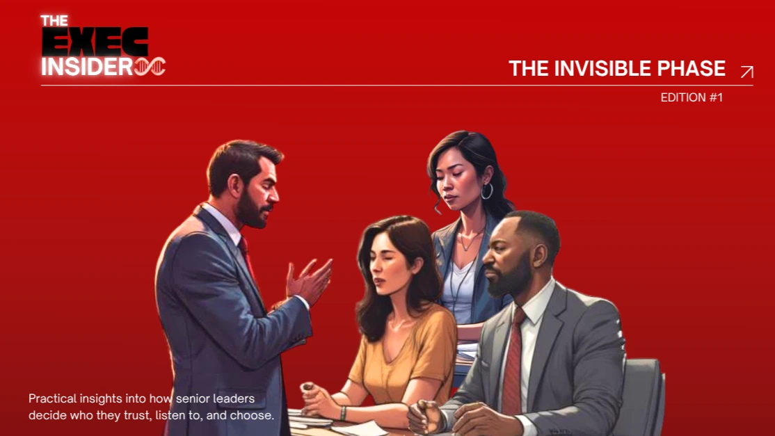 The Executive Insider, edition #1: The Invisible Phase. Original red-and-black newsletter cover.